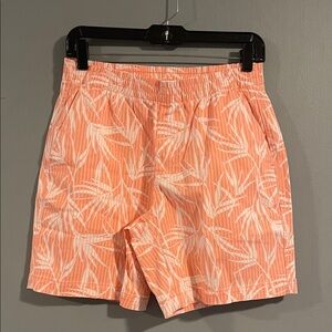 Lands End Palm Shorts‎ Womens 4 Crisp Peach Patterned Striped Pull On Stretch